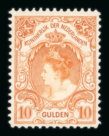 Stamp of Netherlands 1898, Queen Wilhelmine 10g orange mint *, signed Calves,