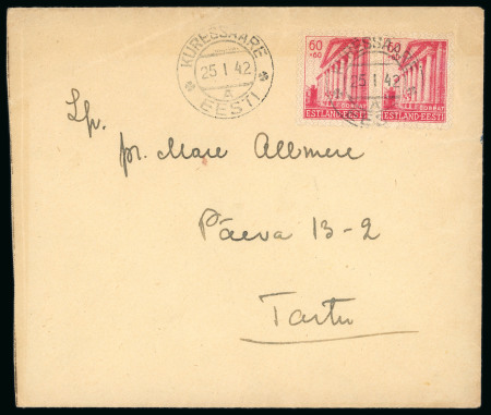 Stamp of Germany » German WWII Occupation Issues » Estonia German Occupation of Estonia card and two covers