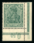 Stamp of Germany » German Empire Germany 11915 Watermarked Germania 5pf with variety double print, one inverted