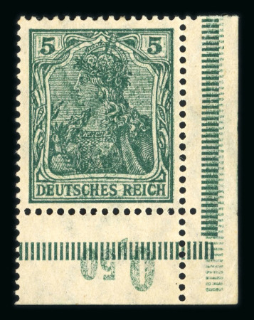 Stamp of Germany » German Empire Germany 11915 Watermarked Germania 5pf with variety double print, one inverted