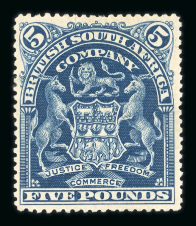 Stamp of Rhodesia 1898-1905 Arms £5 deep blue, mint part o.g.
