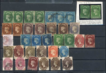 Stamp of Ceylon » Collections Ceylon 1850-60s duplicated used accumulation imperf and perf
