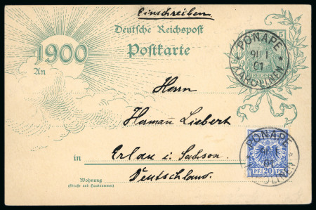 Stamp of Germany » German Colonies » Caroline Islands German colony Karlinen 1901 German 5pf stationery uprated from Ponape