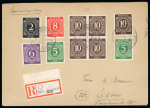 Stamp of Germany » Germany Bizone Allied Zone 1947 registered multi-franked cover including imperf block of four 10pf