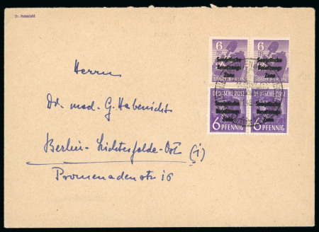 Stamp of Germany » Germany Soviet Zone Germany Soviet Zone 1948 Berlin cover with Mi 183 DD I and 201 wbz DD I pairs