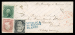 Stamp of United States » 1861-1866 issue United States 1863 Rush NY cover to Berlin, 3 colour franking, Uber Bremen