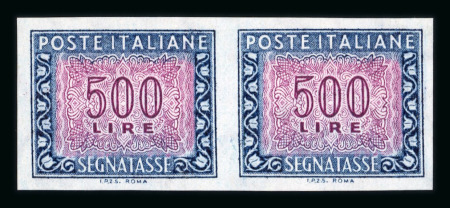 Stamp of Italy Italy 1991 Postage due 500L imperf horizontal pair mint n.h., Oliva cert 1998