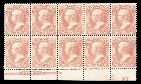 Stamp of United States » Officials Official stamps : 1873, War 15c rose in block of ten