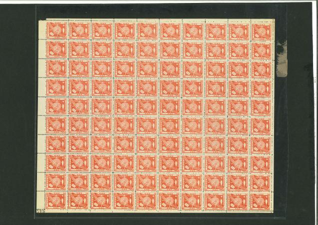 Stamp of Argentina » Tierra del Fuego Tierra del Fuego 1891 10c complete sheet of 100 mint n.h.