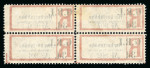 Stamp of New Guinea 1915 Herbertshöhe "G.R.I. 3d" on registration label in unused block of four showing variety "no stop after 3d" on left vertical pair