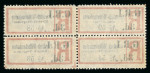 Stamp of New Guinea 1915 Friedrich-Wilhelmshafen (Deutsch-Neuguinea) "G.R.I. 3d" on registration label in unused block of four