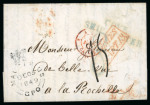 Stamp of Mauritius » Pre-Stamp & Stampless Postal History Mauritius 1849 entire to La Rochelle, France, blue COVE/ SHIP LETTER