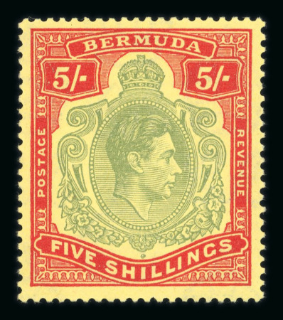 Stamp of Bermuda 1938-53 5s pale bluish green and carmine red on pale