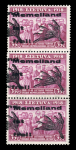 Stamp of Germany » Memel Local Issues Memel Local Issue 1939 35c partial double overprints vertical strip of three mint n.h.