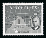 Stamp of Seychelles 1952 1R grey-black with error "St. Edward's crown" wmk, mint n.h.
