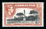 Stamp of Gibraltar 1938 2s black and brown with "bird on memorial" variety, mint l.h