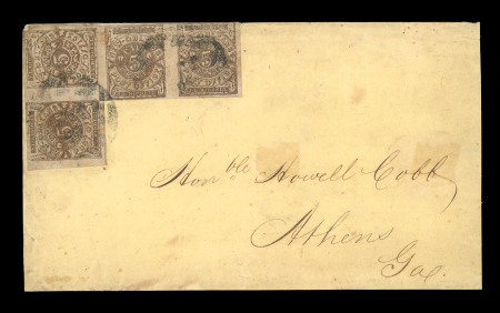 Stamp of United States » Confederate States Confederate States 1861 New Orleans cover to Athens, GA franked two pairs 5c brown