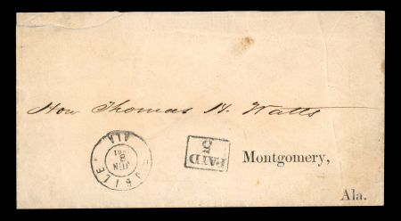 Stamp of United States » Confederate States Confederate States 1861 Mobile ALA Paid 5c stampless cover to Montgomery
