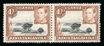 Stamp of Kenya, Uganda and Tanganyika » Kenya, Uganda and Tanganyika 1938-54 KGVI 1s black & brown showing mountain retouch variety, in mint pair with normal