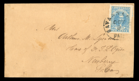 Stamp of United States » Confederate States Confederate states 1860s cover 10c Jefferson Savannah to Newberry