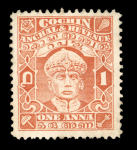 Stamp of Indian States » Cochin Cochin 1938 1a Brown Orange (SG70) unused and 1942-44 6p on 1a Type 23 overprint (SG 81a) used