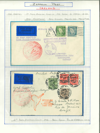 Stamp of Ireland » Airmails 1932–35 Zeppelin Flights – Ireland to and from South America. An attractive, valuable, and scarce assembly of 34 covers and cards flown on South American Zeppelin services, primarily carried by LZ 127 “Graf Zeppelin.” Th