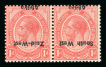 Stamp of South West Africa 1923 1d, 2d and 1s3d mint se-tenant pair with inverted