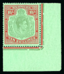 Stamp of Bermuda 1938-53 10s yellowish green and deep carmine red on green ordinary paper showing variety broken lower right scroll, mint