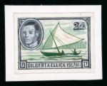 Stamp of Gilbert and Ellice Islands 1939-55 Handpainted essay by L. D. Freyer (designer of the issued stamp) showing a Gilbert Islands canoe design
