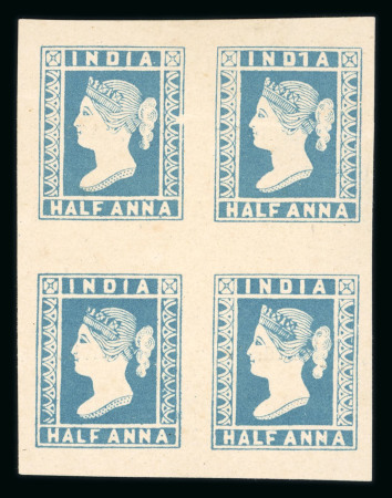 Stamp of India » 1854 Lithographs India, two 1/2a reprints in blocks of four