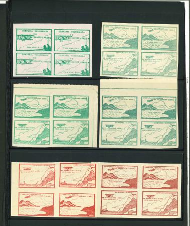 Stamp of Colombia » Airmails Colombia 1920 (March) Compañia Colombiana de Navegacion Aerea 10c green and red blocks unused