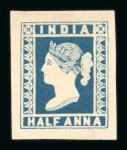 Stamp of India » 1854 Lithographs Group of three single reprints incl. 1894? 1/2a blue