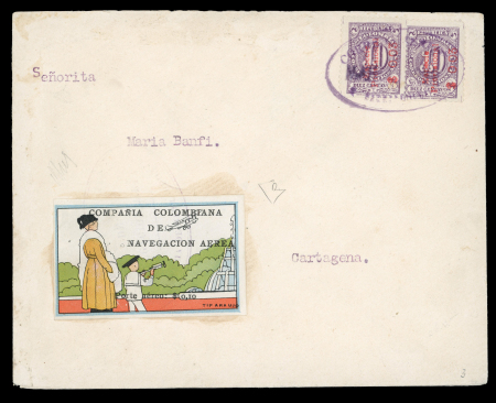 Stamp of Colombia » Airmails Colombia 1920 Compañia Colombiana de Navegacion Aerea "Mother and Child" cover