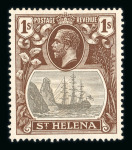 Stamp of St. Helena 1922-37 Badge of Colony wmk script 1/2d, 1d, 1 1/2d, 2d, 3d, 5d, 6d, 8d, 1s and 2s6d all with cleft rock variety, all mint