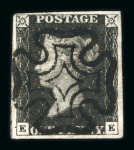 Stamp of Great Britain » 1840 1d Black and 1d Red plates 1a to 11 1840 1d black group of 10 examples with four margins, different plates,