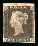 Stamp of Great Britain » 1840 1d Black and 1d Red plates 1a to 11 1840 1d black group of 10 examples with four margins, different plates,