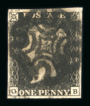 Stamp of Great Britain » 1840 1d Black and 1d Red plates 1a to 11 1840 1d black group of 10 examples with four margins, different plates,