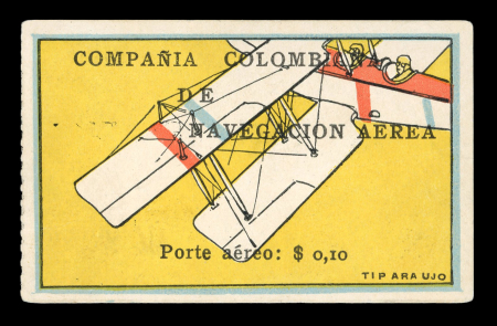 Stamp of Colombia » Airmails Colombia 1920 Compañia Colombiana de Navegacion Aerea "Left wing of Biplane" unused
