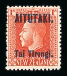 Stamp of Cook Islands » Aitutaki 1916-17 1s vermilion group of three mint varieties