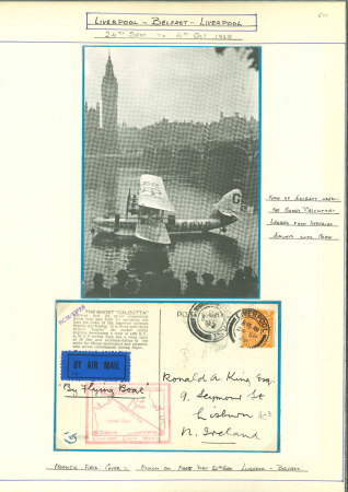 Stamp of Ireland » Airmails 1928 Flying Boat Flights – Liverpool–Belfast–Liverpool, Irish Acceptance Flights. An attractive and meticulously mounted assembly of 53 Flying Boat flight covers, written up on album pages. The group features a fine vari