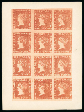 Stamp of Mauritius » 1859 Sherwin Issue (SG 40) 1900 Sherwin coloured autotype illustrations of the 1d vermilion and 2d, taken from the original page from the RPSL handbook