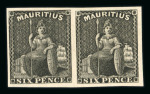 Stamp of Mauritius » 1858-62 Britannia Issues (SG 26-35) 1859-61 Britannia 6d imperf. proof pair in black on wove paper