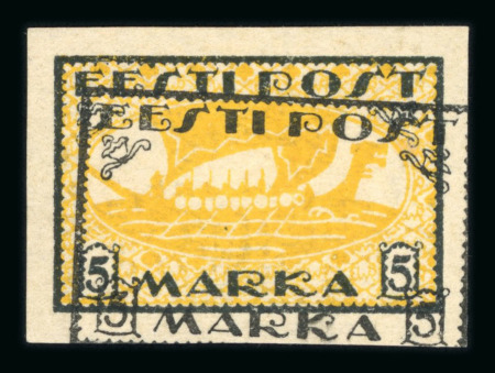 Stamp of Estonia Estonia 1919 Viking Ship 5m imperf proof with shifted black unused