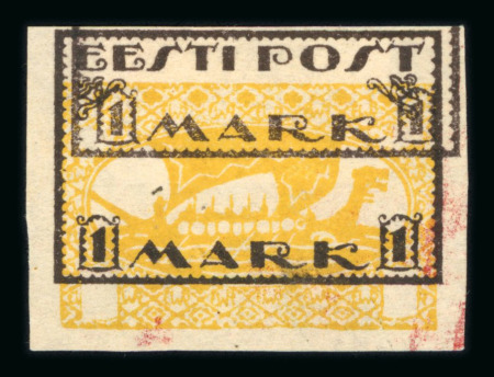 Stamp of Estonia Estonia 1919 Unissued 1m Viking Long Ship imperf proof, double misplaced black