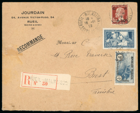 Stamp of France » Émissions à partir de 1900 1928, superbe enveloppe recommandée affranchie avec