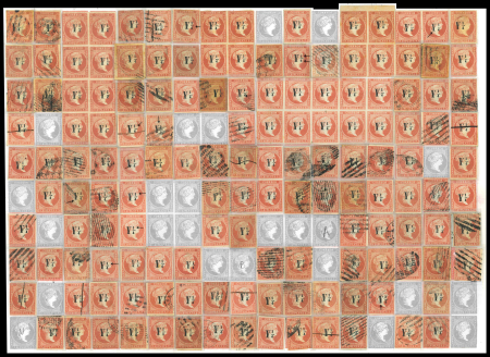 Stamp of Cuba » Spanish Dominion 1860, spectacular plating reconstruction of the famous ”Y 1/4” surcharge used by the local mail service of Havana.