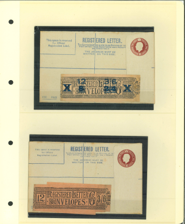 Stamp of Ireland » GB Used In Ireland 1874–1920 Postal Stationery for use in Ireland. An attractive and carefully mounted assembly of over 95 mostly unused registered envelopes, postal stationery envelopes and postal cards, neatly presented on album pages. T