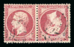 Stamp of France » Empire 1853-1862 1862, Empire dentelé Y&T n°24, 80c rose, paire tête-beche
