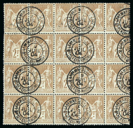 Stamp of France » Type Sage 1876-1900 1900, Sage n°105 2fr en bloc de 20 exemplaires avec