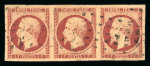 Stamp of France » Empire 1853-1862 1853, Empire Y&T n°18 1f carmin en bande de 3 timbres